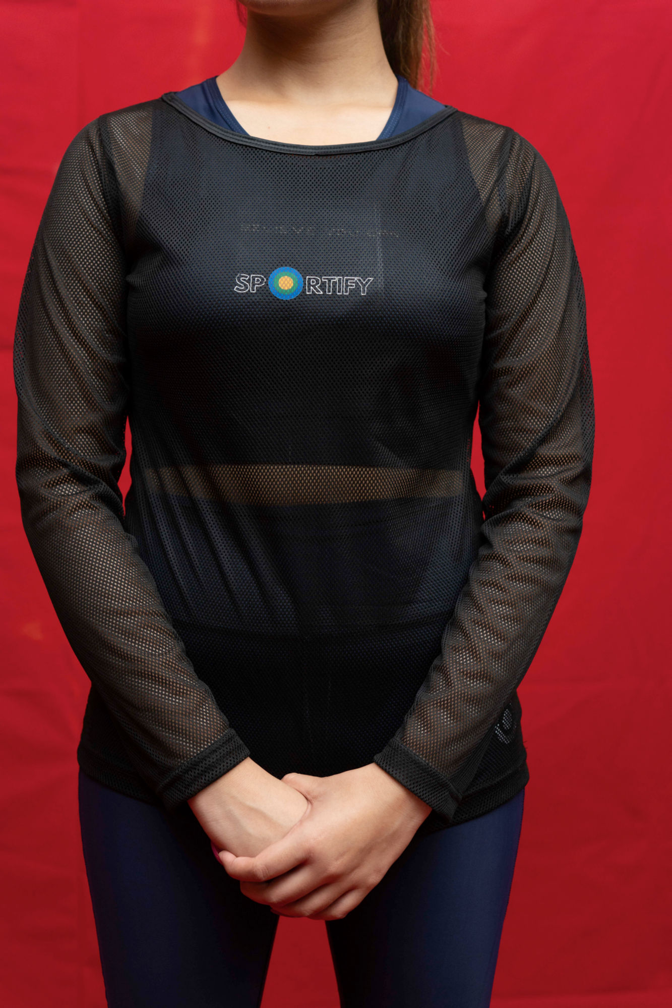 Breathable Air Mesh Workout Top -Black